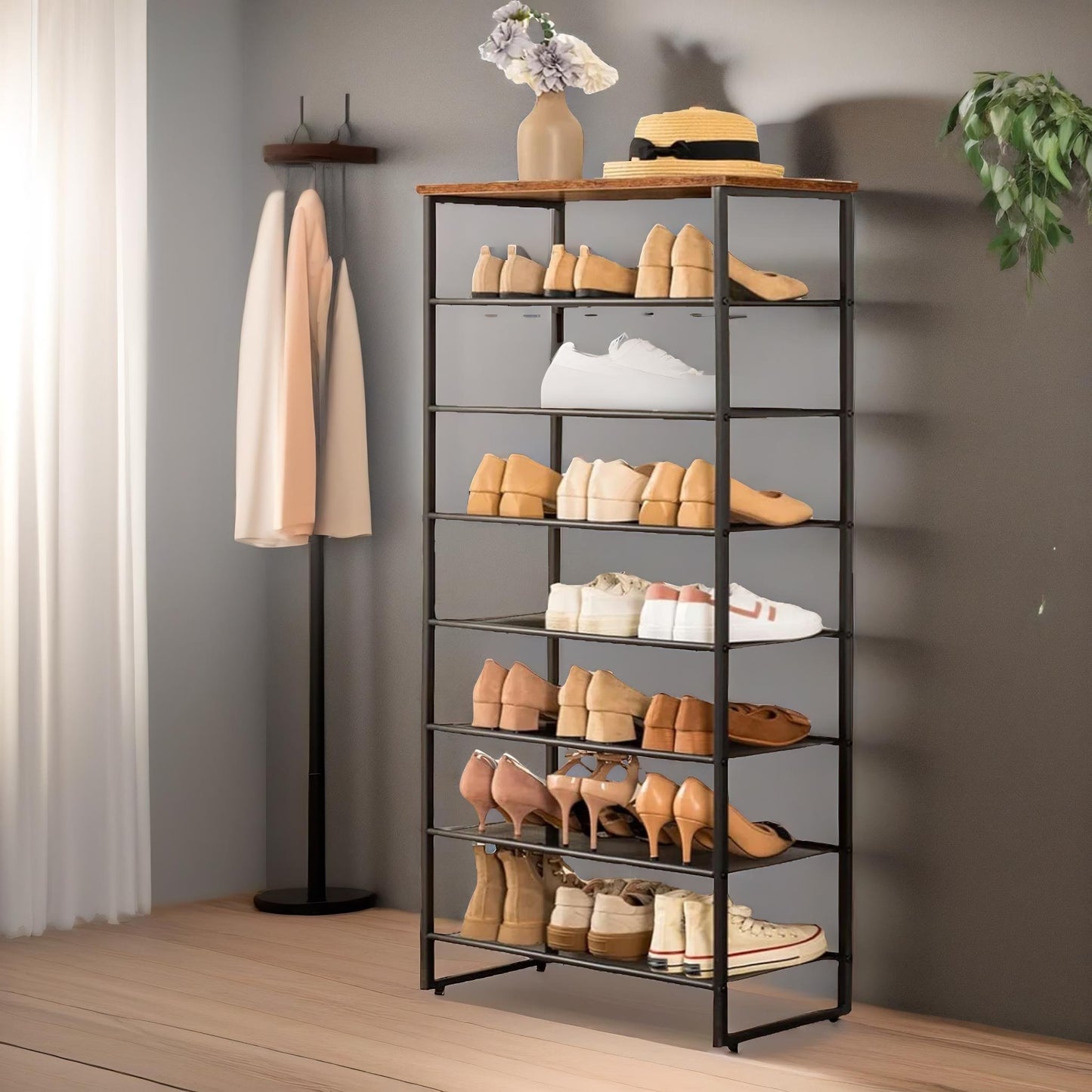 8-tier shoe rack with detachable mesh