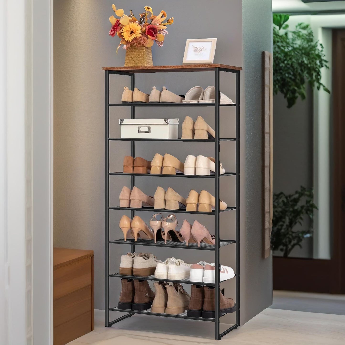 8-tier shoe rack with detachable mesh