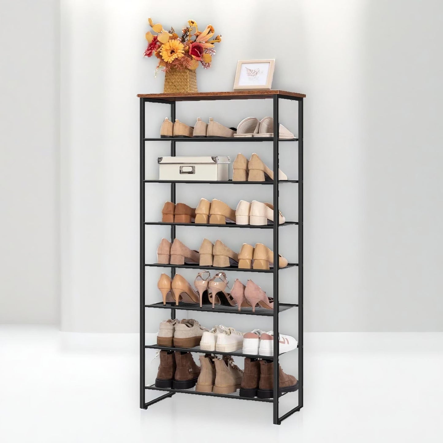 8-tier shoe rack with detachable mesh