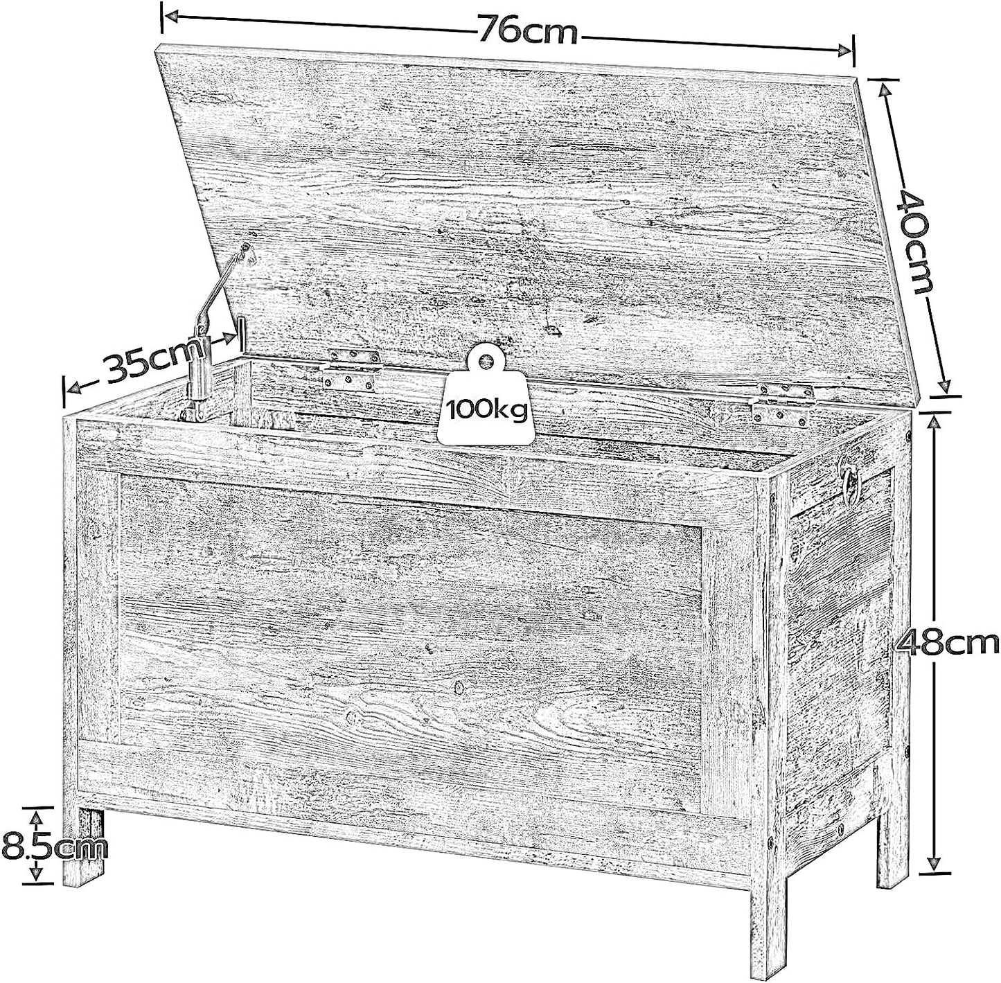 wooden large storage box with lid