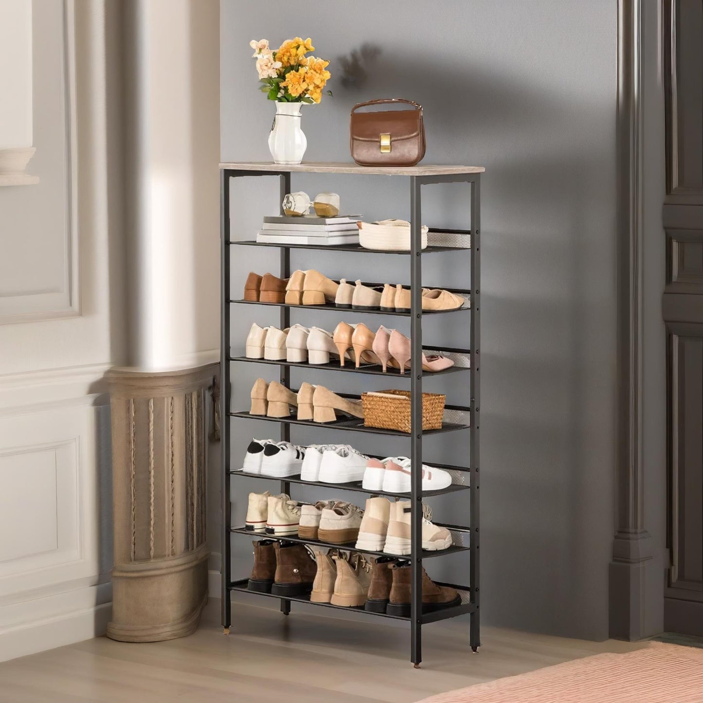 tall shoe shelf for 21-28 pairs of shoes