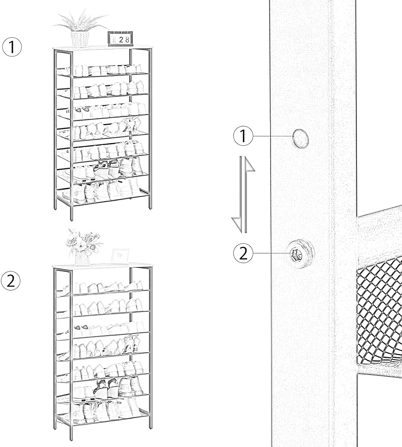 tall shoe shelf for 21-28 pairs of shoes