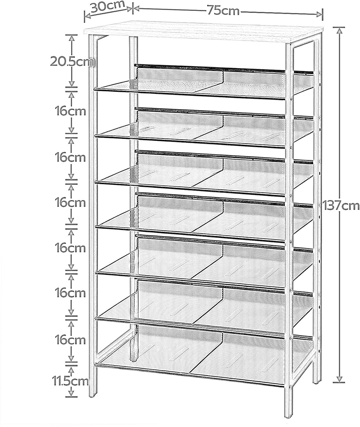 tall shoe shelf for 21-28 pairs of shoes