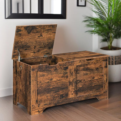 Wooden Storage Trunk With 2 Lids