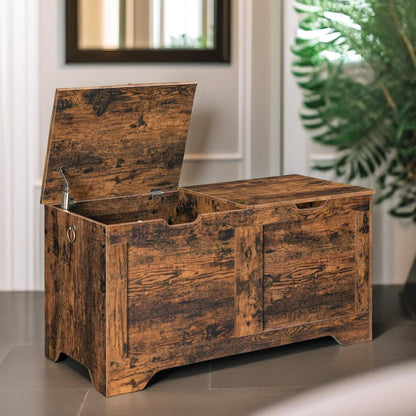 Wooden Storage Trunk With 2 Lids