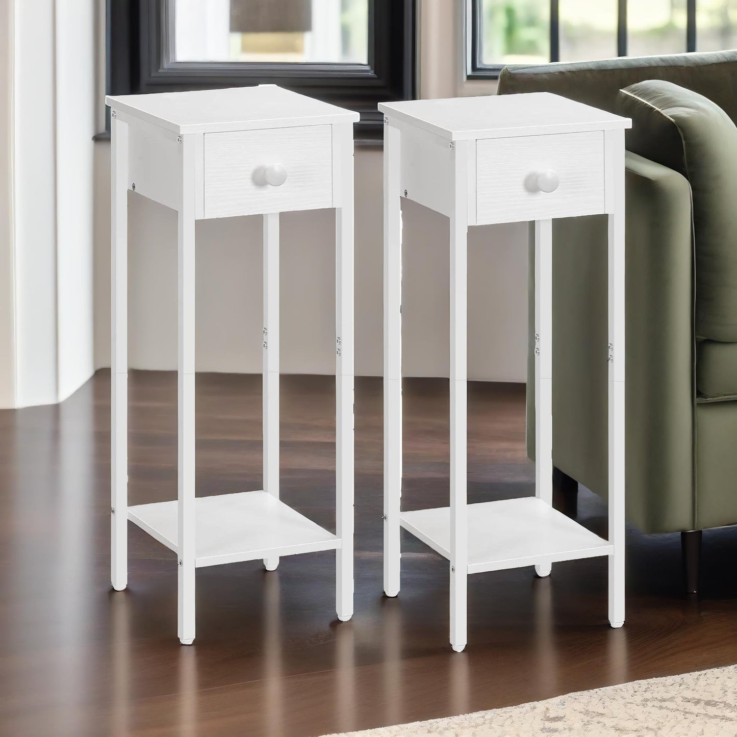 set of 2 tall bedside tables