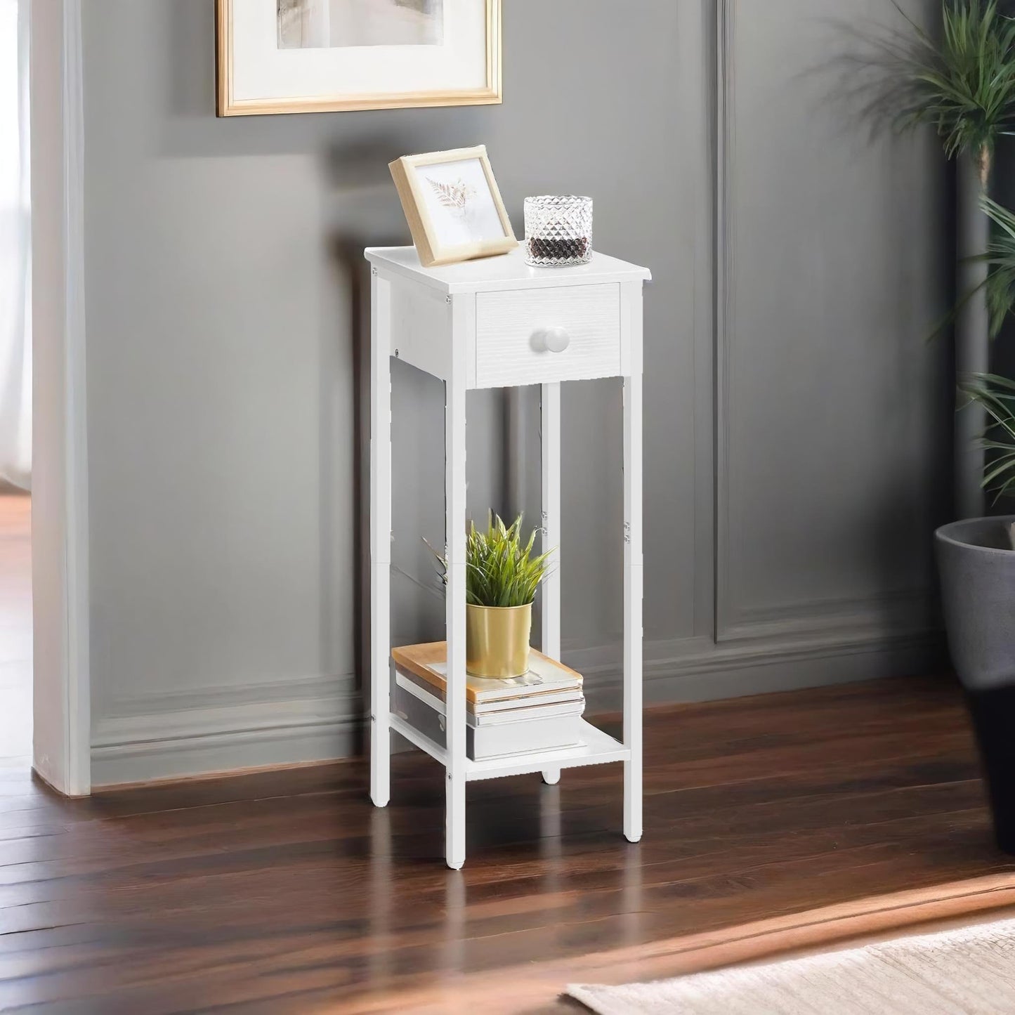 set of 2 tall bedside tables