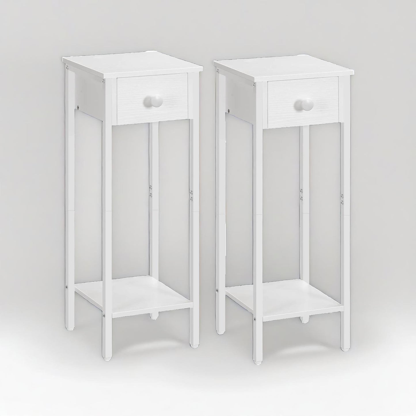 set of 2 tall bedside tables