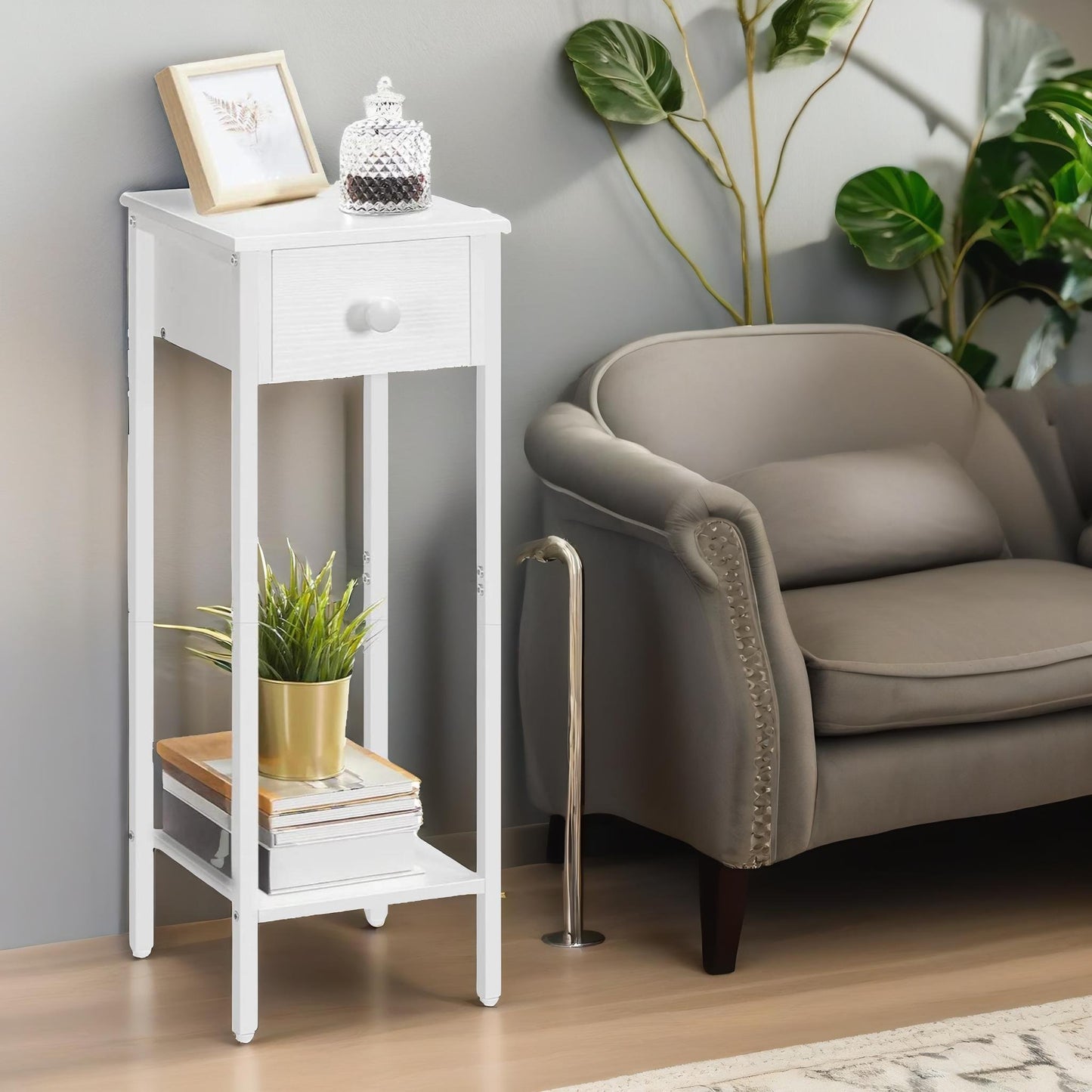 set of 2 tall bedside tables