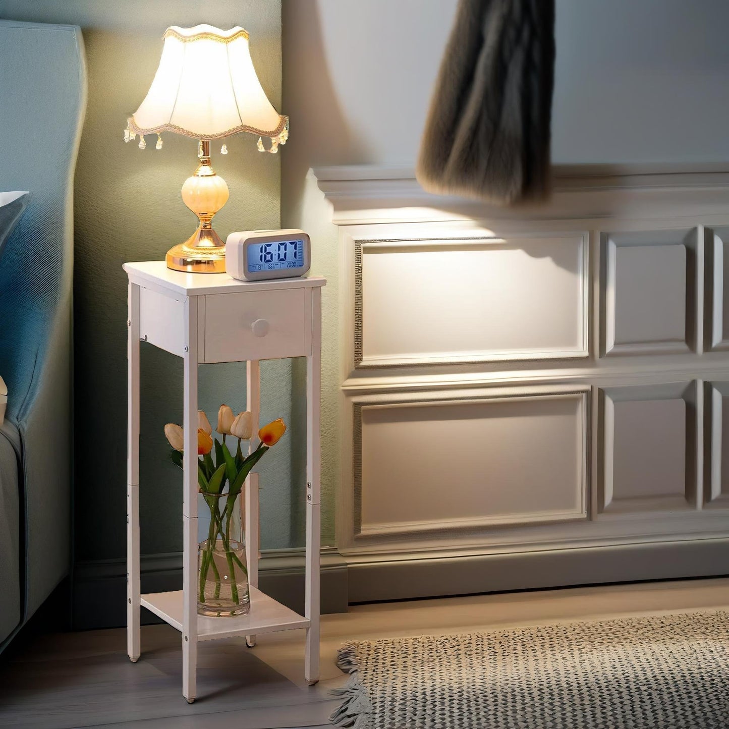 set of 2 tall bedside tables