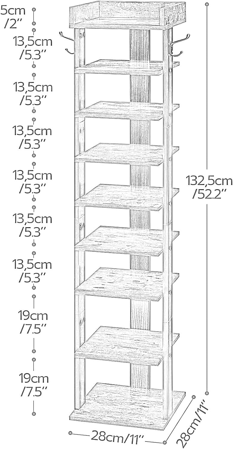 9 tier shoe rack narrow brown