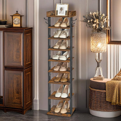 9 Tier Shoe Rack Narrow Brown