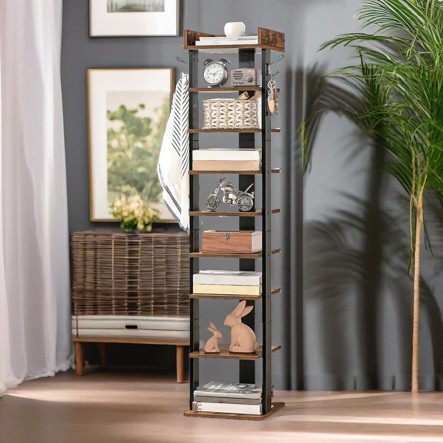 9 tier shoe rack narrow brown