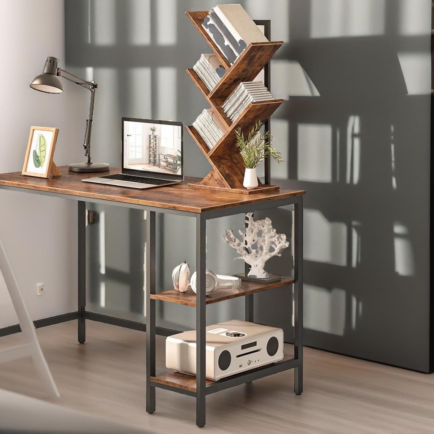 desk tree bookshelf