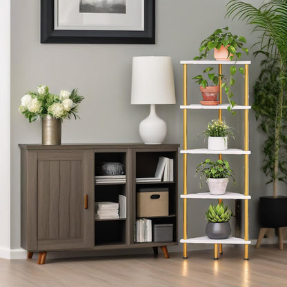 5 Tier Corner Shelf White