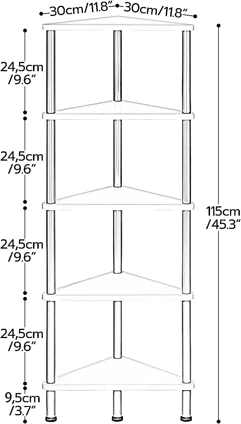 5 tier corner shelf white