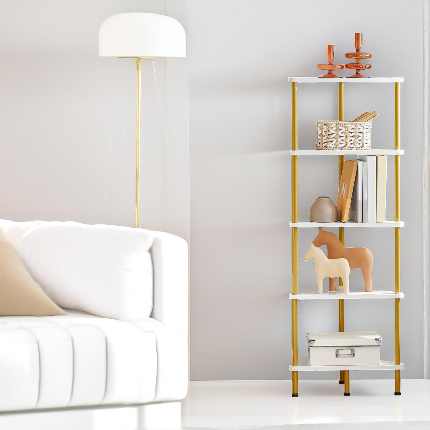 5 tier corner shelf white