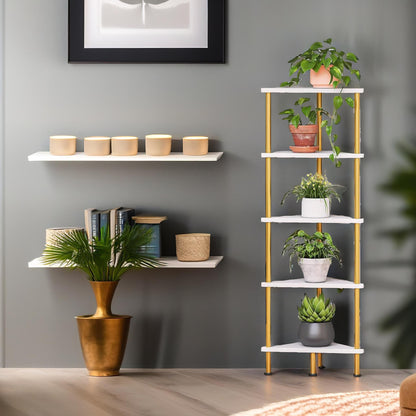 5 Tier Corner Shelf White