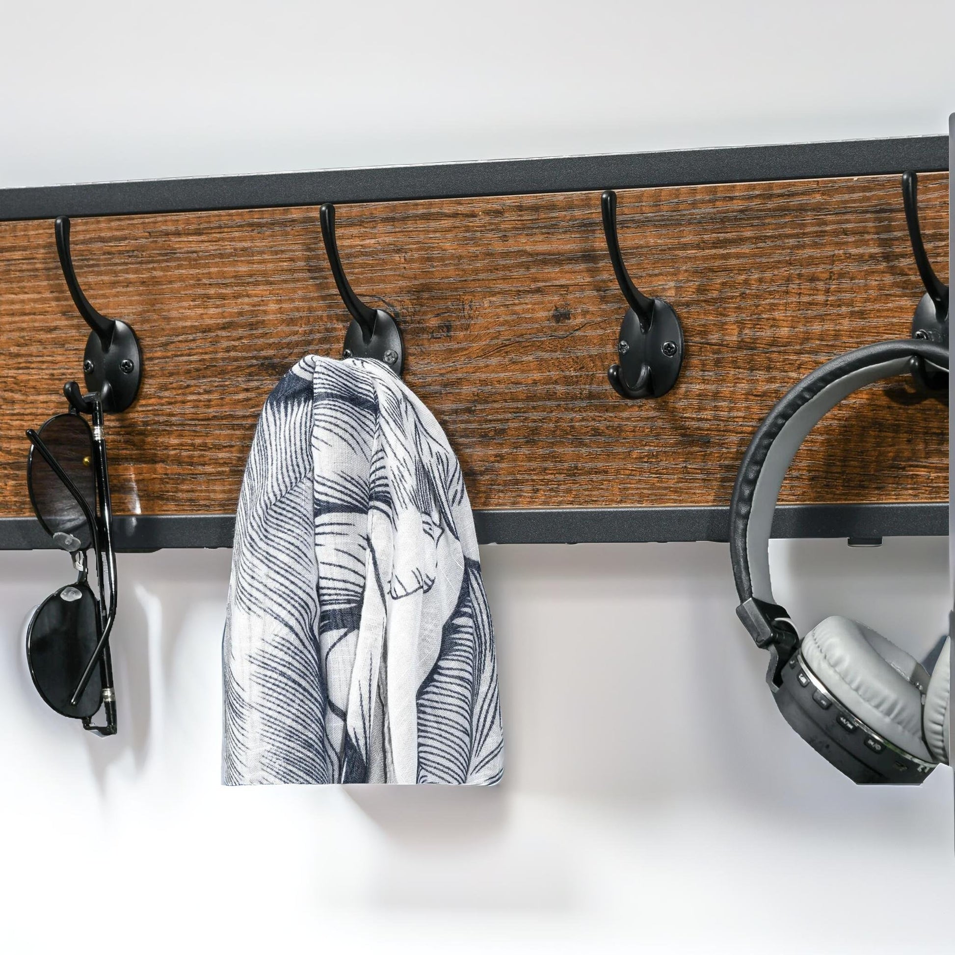 Industrial Coat Hanger Stand with Shoe Storage – Rustic Brown