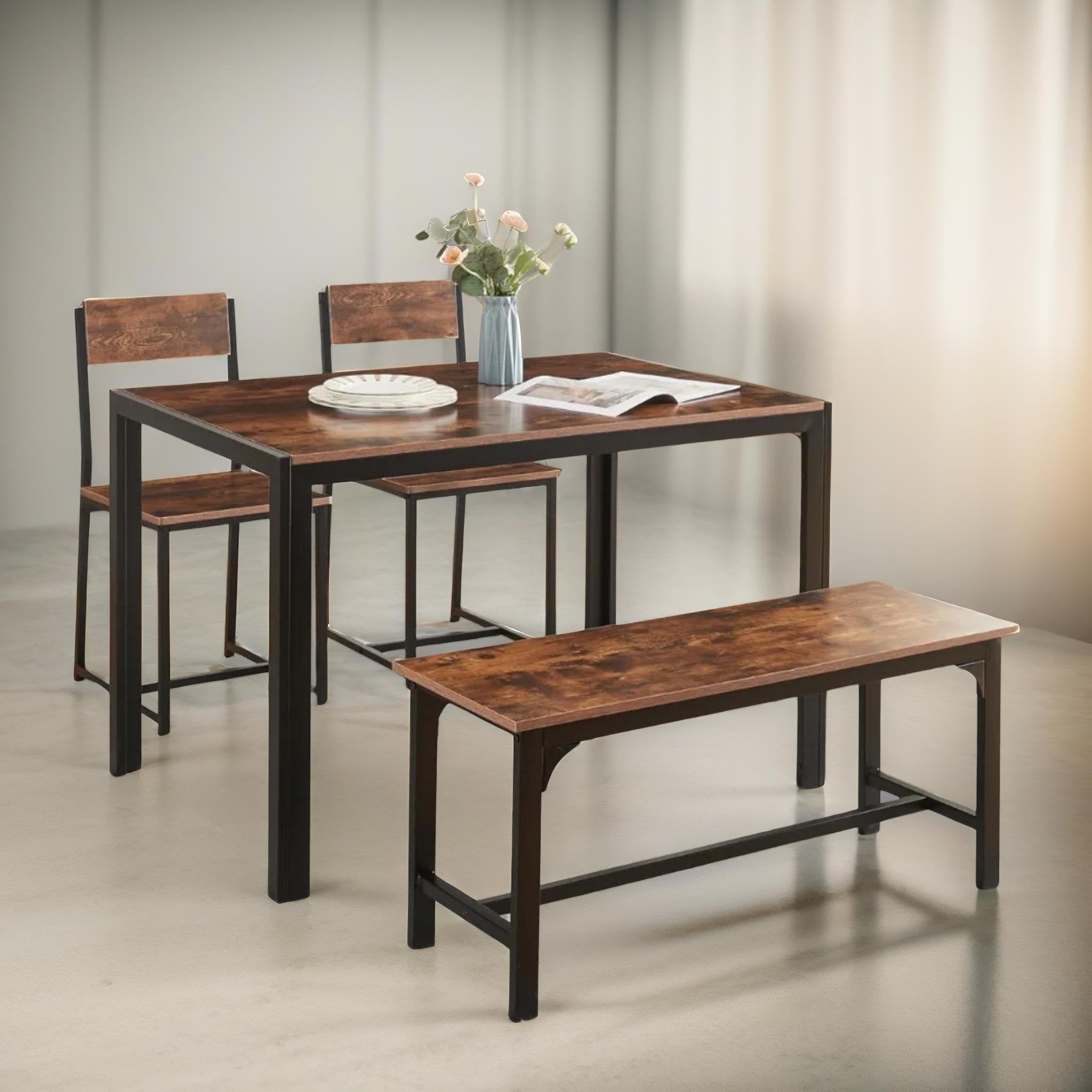 Compact Dining Set Bench and Chairs Brown | Shop Now | Rafaelo Mobilia