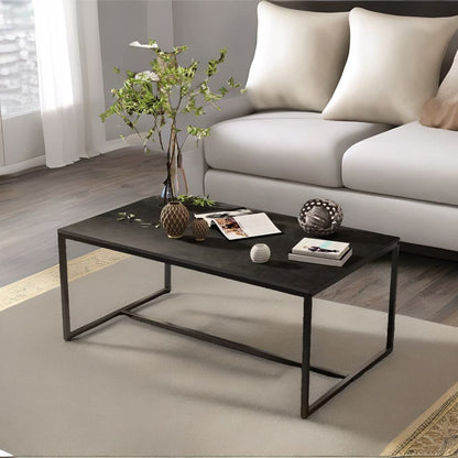 Rectangular Faux Marble Coffee Table Black