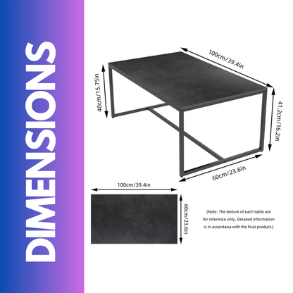 Rectangular Faux Marble Coffee Table Black