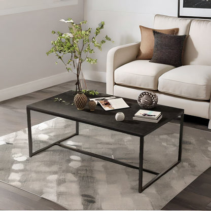 Rectangular Faux Marble Coffee Table Black