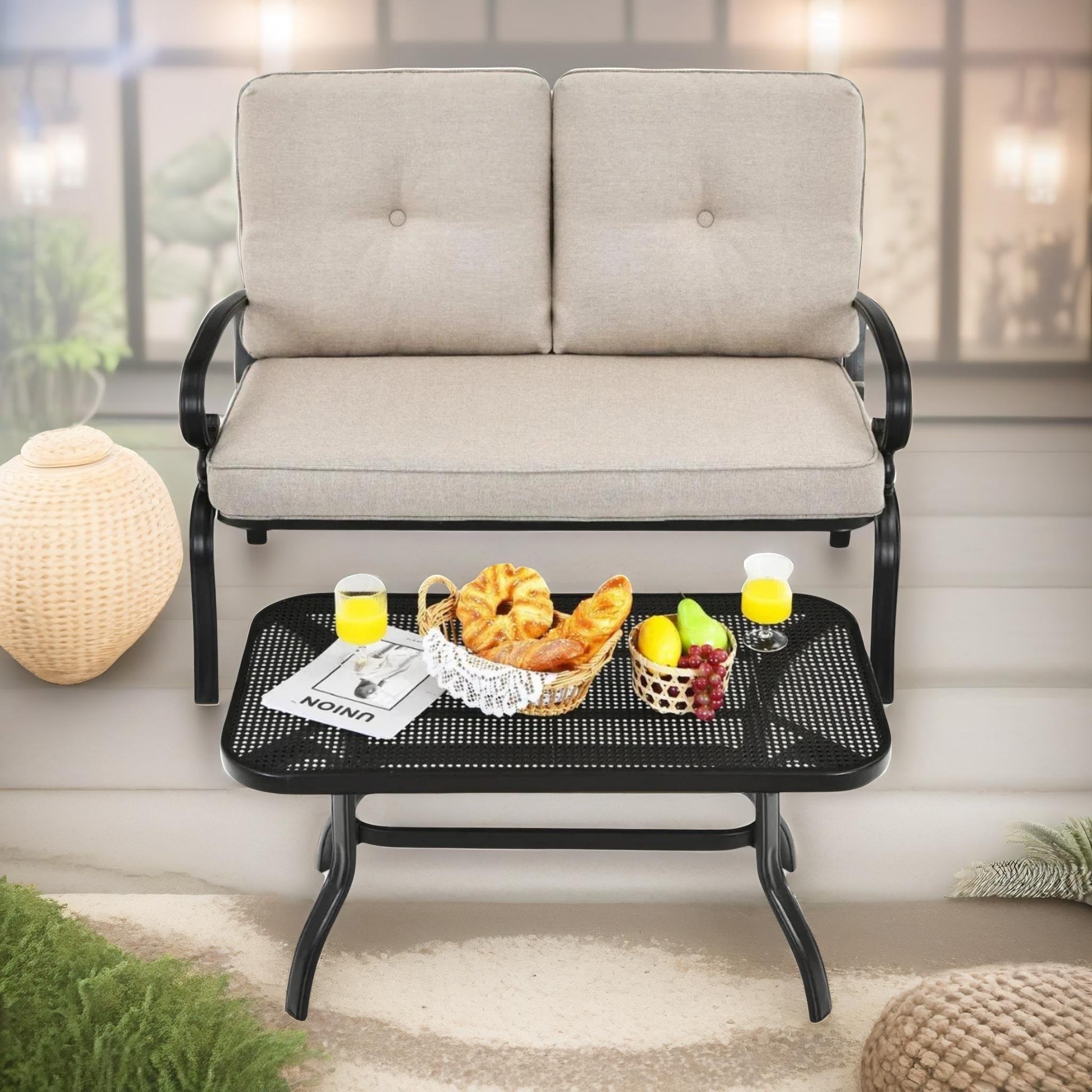 Seater Outdoor Bench Cushions Cream Shop Now Rafaelo Mobilia