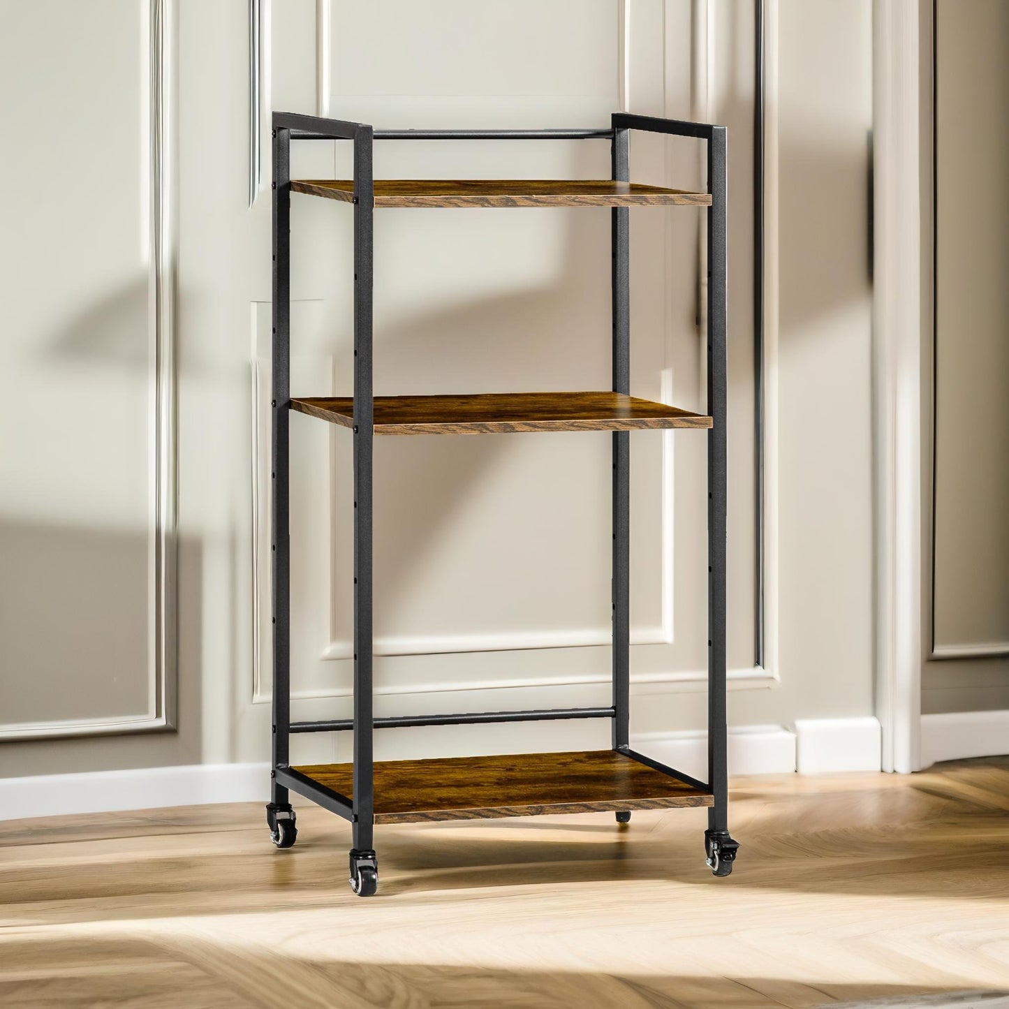 3 tier printer trolley with lockable wheels & adjustable shelves