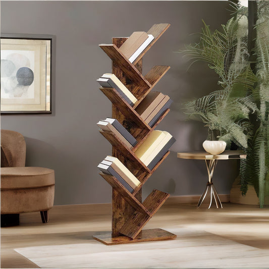Industrial 8 Tier Tree Free-Standing Book Shelf