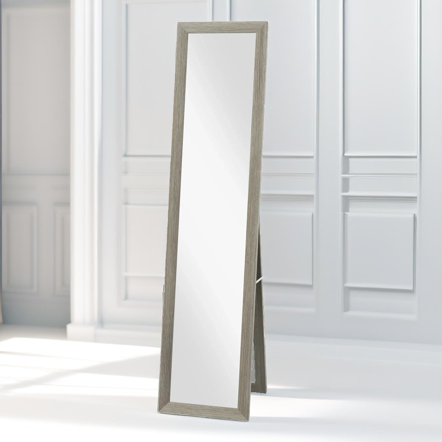 rustic full length mirror freestanding or hanging grey