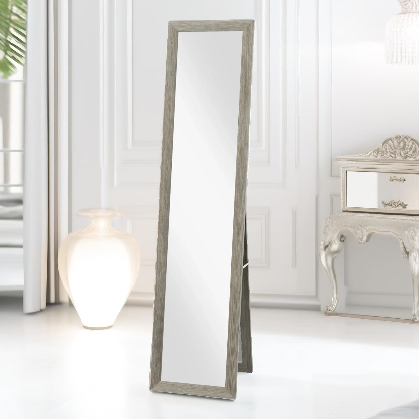 rustic full length mirror freestanding or hanging grey