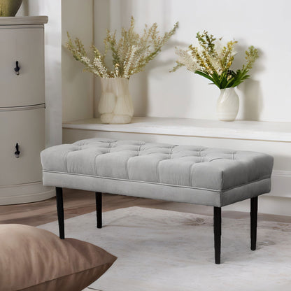 Tufted Velvet Bed End Window Accent Seat Grey