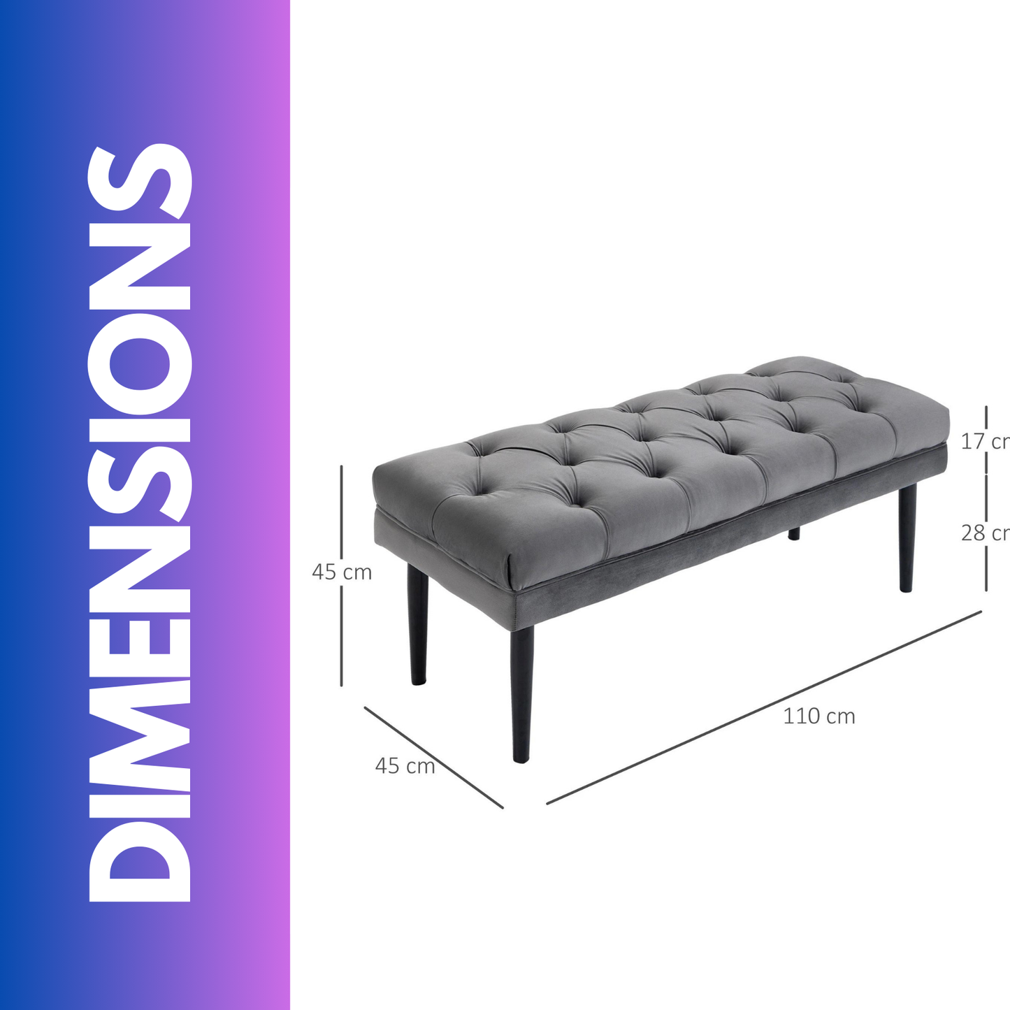 tufted velvet bed end window accent seat grey