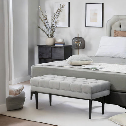 Tufted Velvet Bed End Window Accent Seat Grey