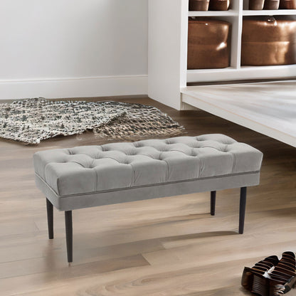 Tufted Velvet Bed End Window Accent Seat Grey