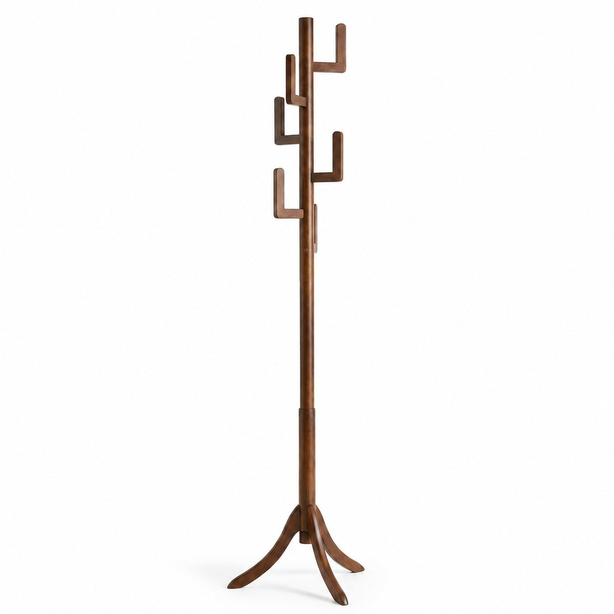 freestanding bamboo coat rack with 6 hanging hooks