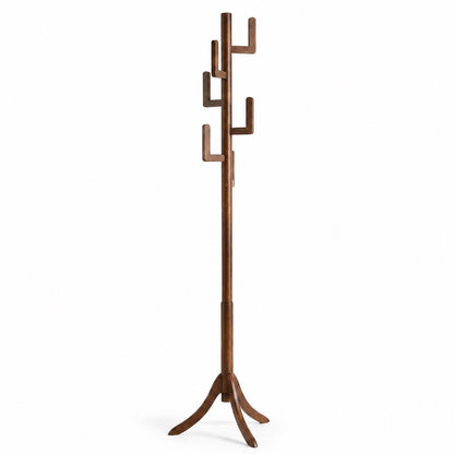 Freestanding Bamboo Coat Rack with 6 Hanging Hooks