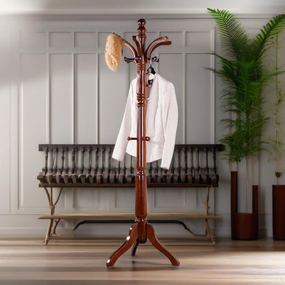 Wooden Coat Stand With 13 Hooks