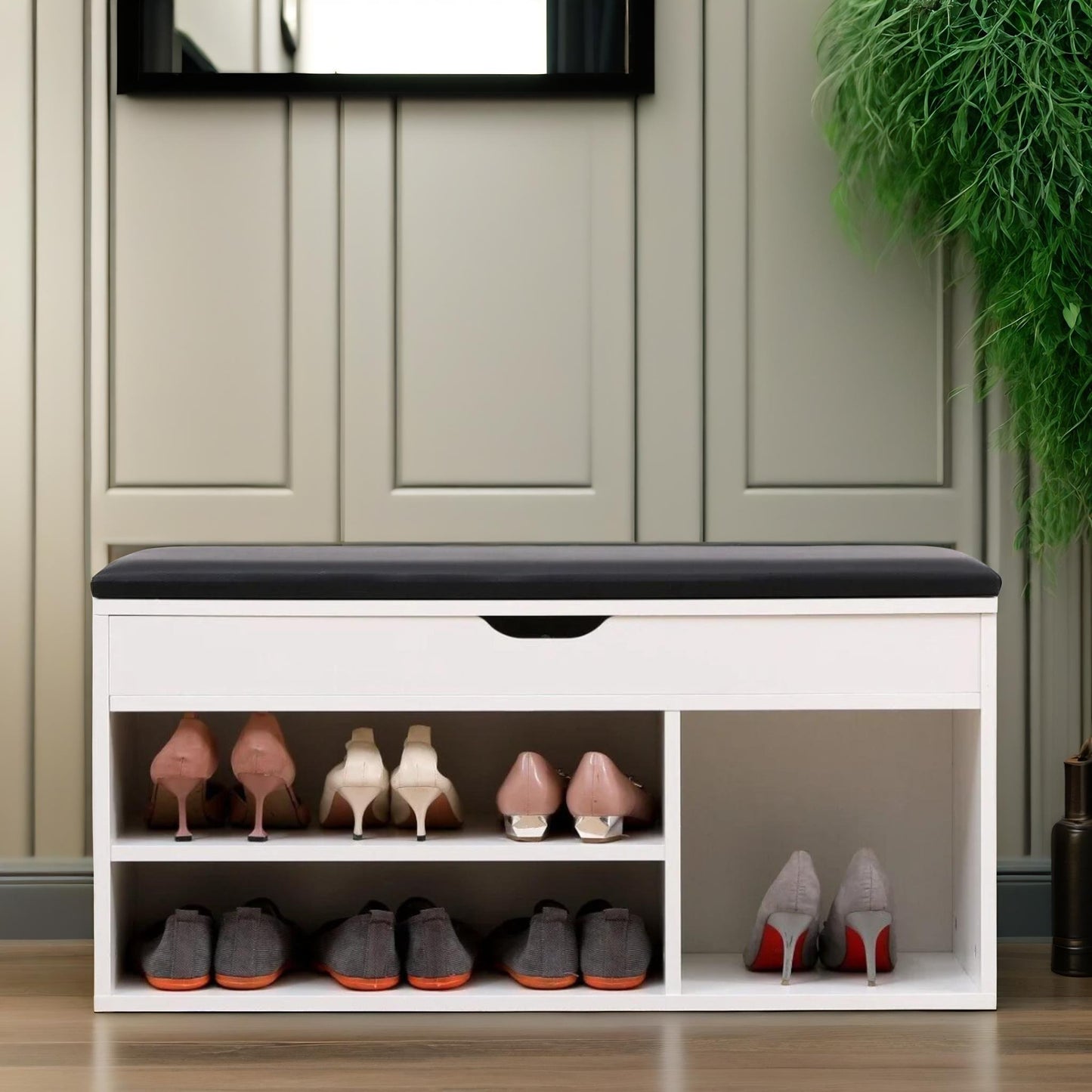 shoe storage bench 90cm white