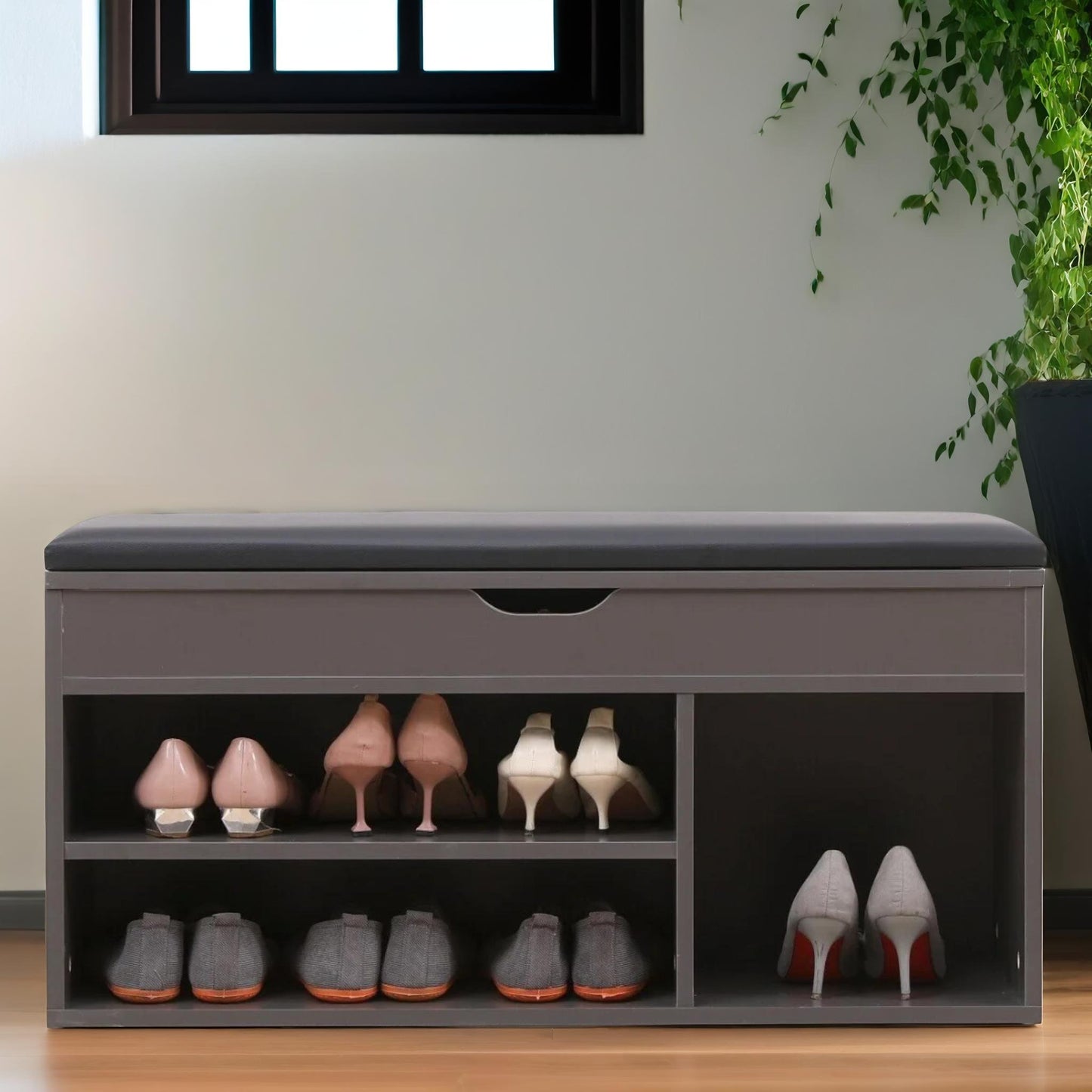 shoe storage bench 90cm grey