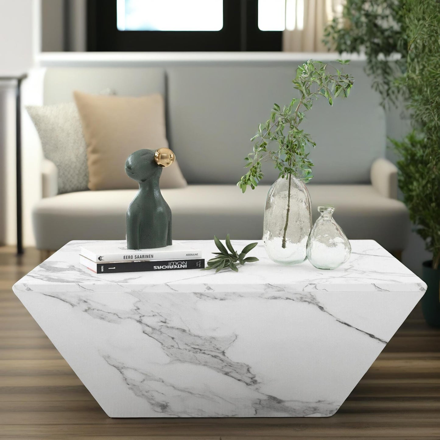 marble effect coffee table with hidden storage