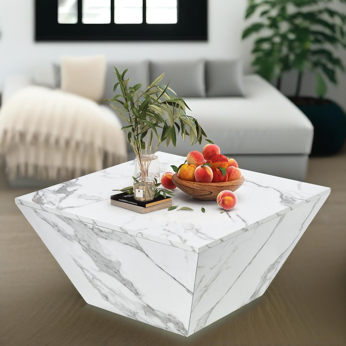 marble effect coffee table with hidden storage