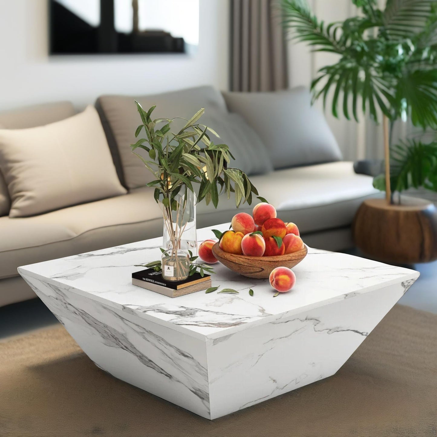 marble effect coffee table with hidden storage