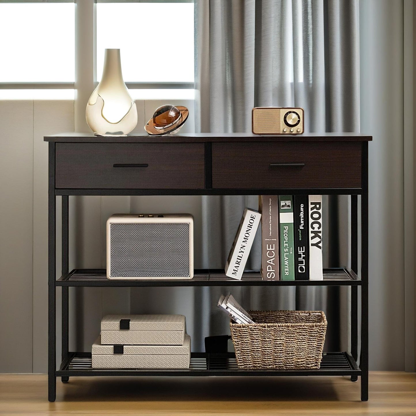 console table with 2 drawers & 2 shelves