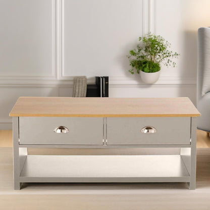 Coffee Table With 2 Drawers Grey