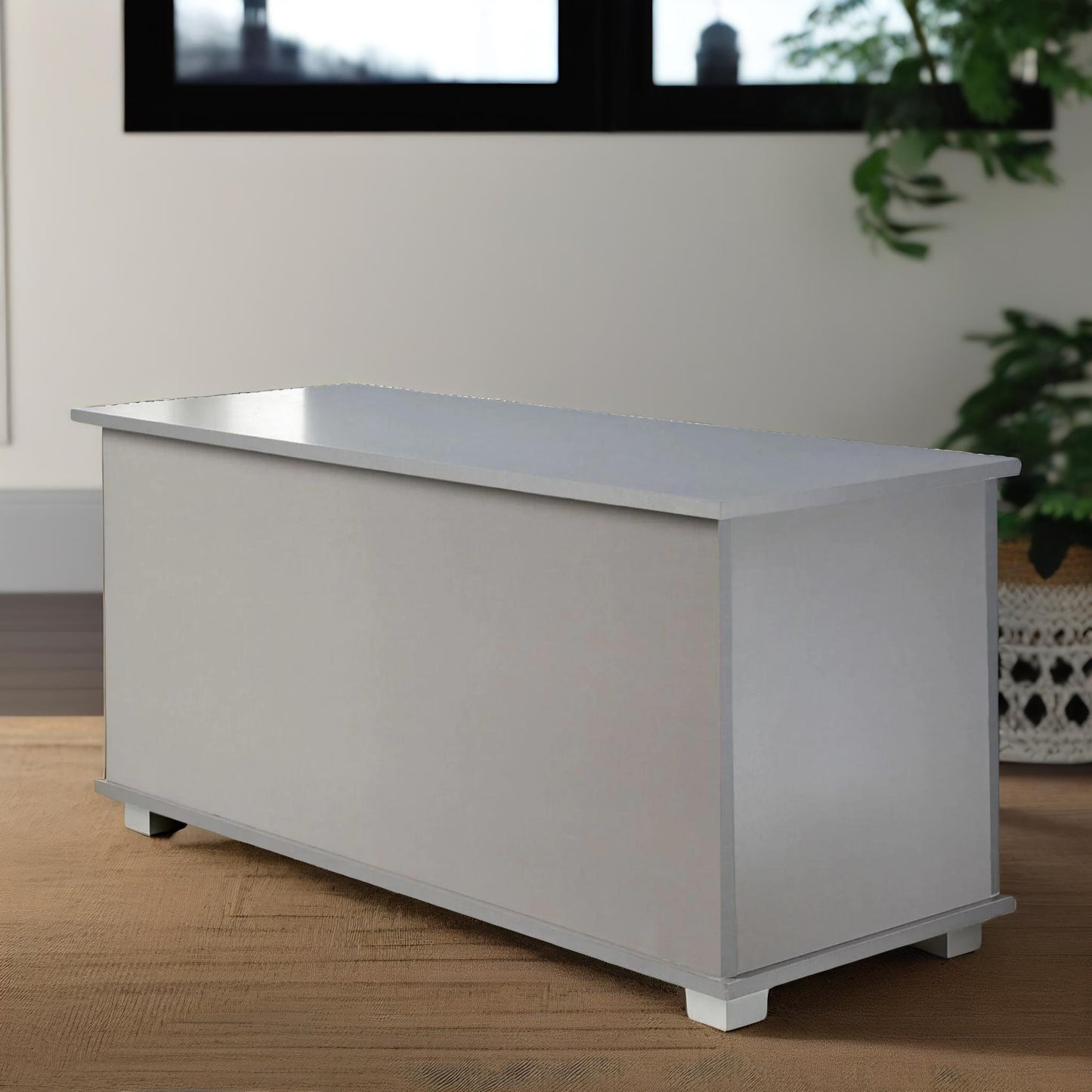 wooden storage box grey