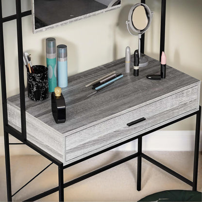 Industrial Dressing Table With Mirror Grey