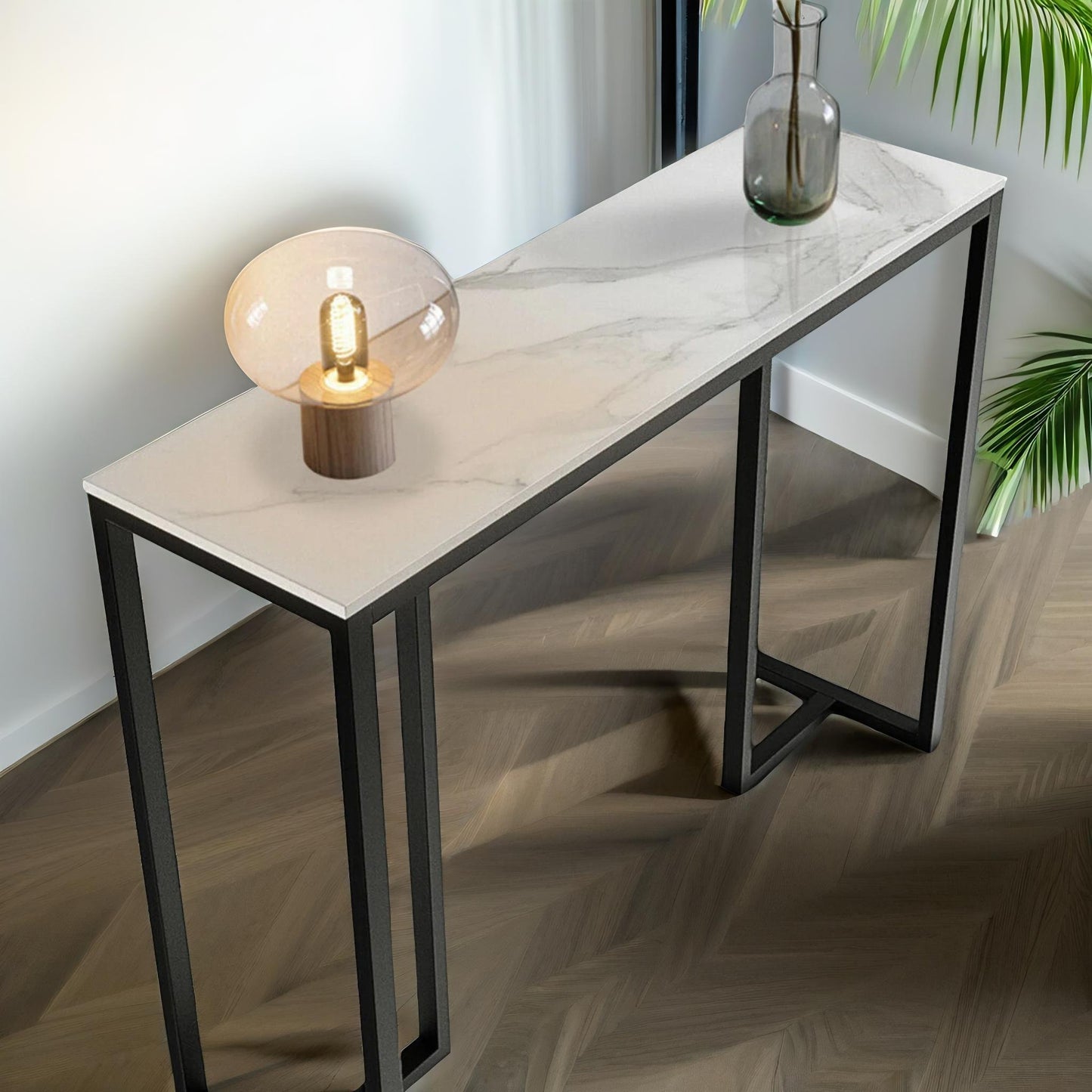 faux marble console table