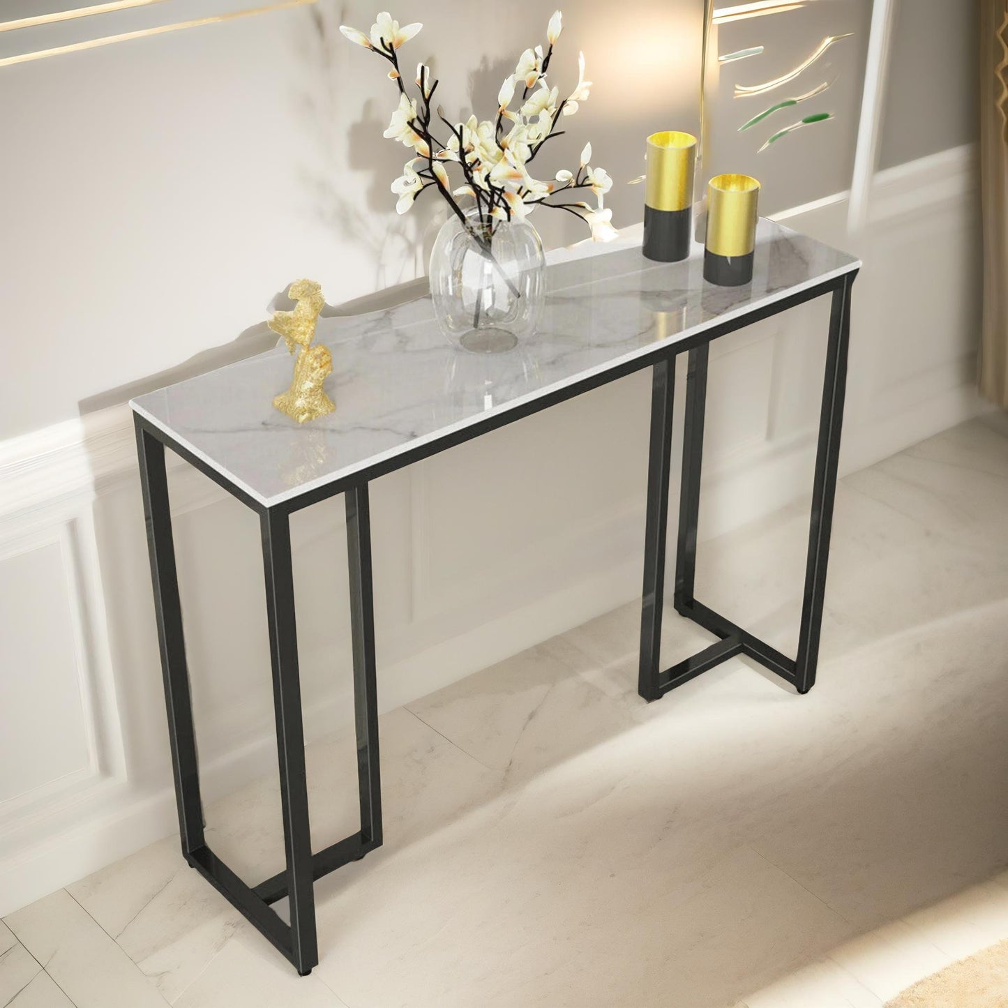 faux marble console table